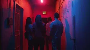 a team in an escape room