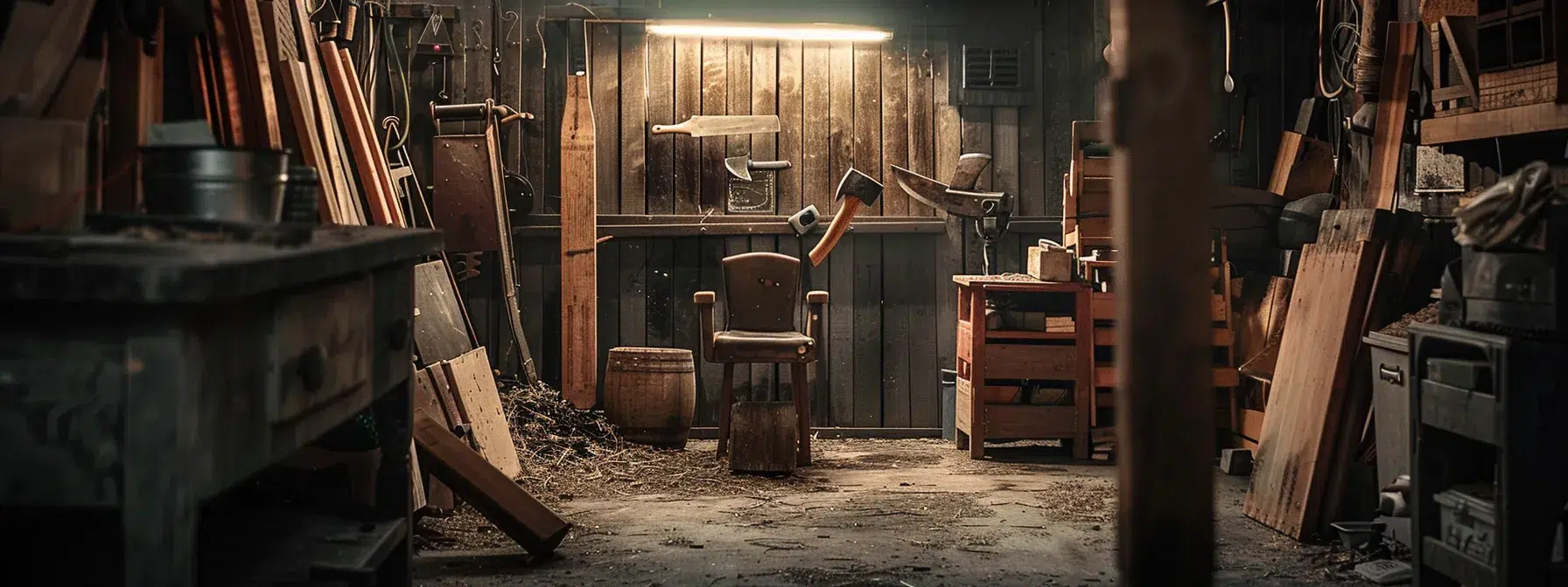 a beginner confidently selecting a well-balanced axe, surrounded by safety equipment in a rustic outdoor axe throwing range.