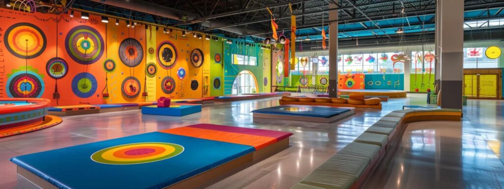 a dynamic indoor archery arena showcases beginners equipped with colorful arrow tag gear, poised and focused, as they prepare for an engaging match against vibrant targets in a well-lit, modern facility.