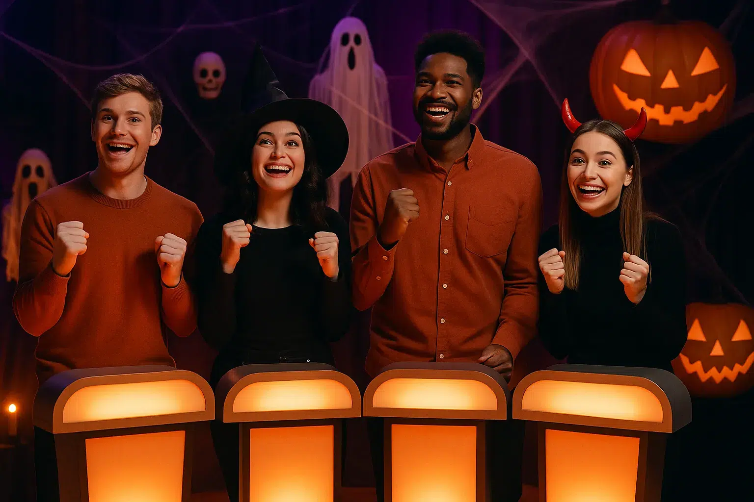 friends group at brainy actz game show - Brainy Actz Escape Rooms friends group at brainy actz game show